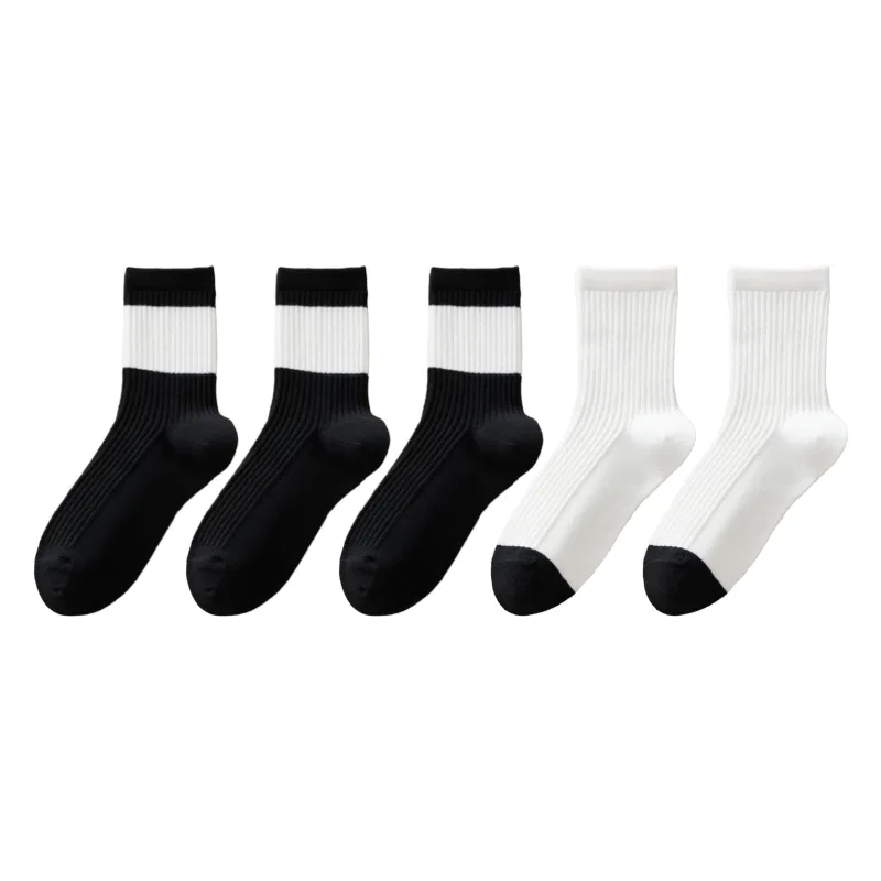 Носки детские с комплектом Black 3+White 2 MADALLO, Black/White