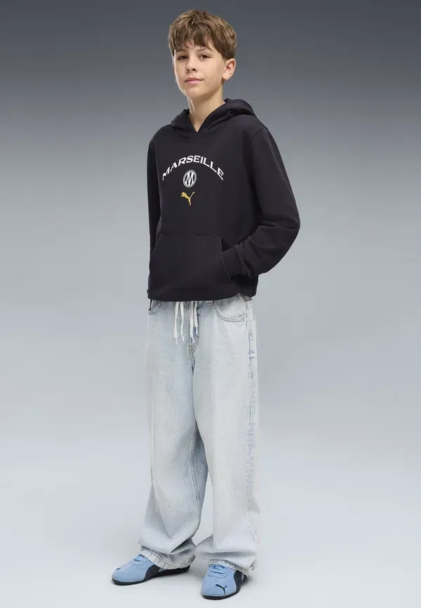 Худи из футера с принтом Olympique de Marseille FTBLCulture Hoodie Puma, New Navy-white, белый/темно-синий