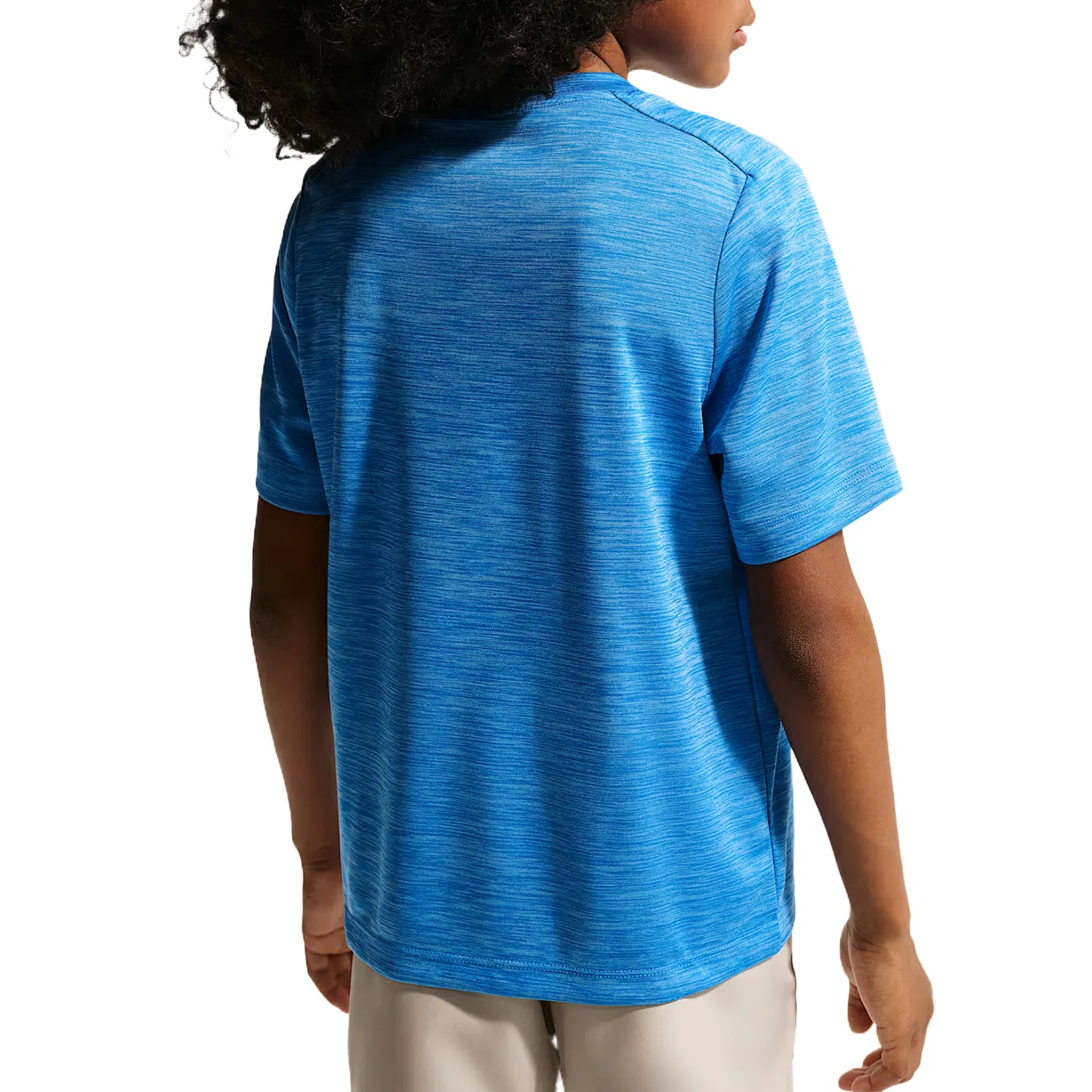 Детская футболка с круглым вырезом Nike Kids Crew Neck Moderate Stretch, Light Photo Blue/Soccer Blue/White — фото 3