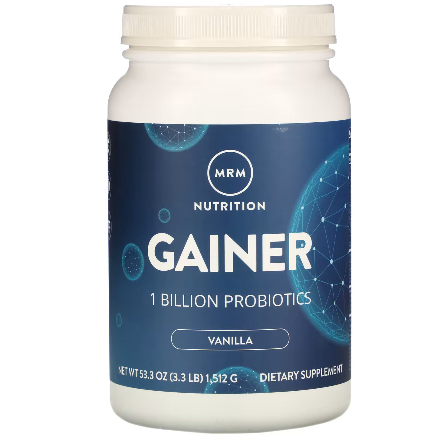 

MRM Nutrition, Gainer, 1 миллиард пробиотиков, ваниль, 3,3 фунта (1512 г)