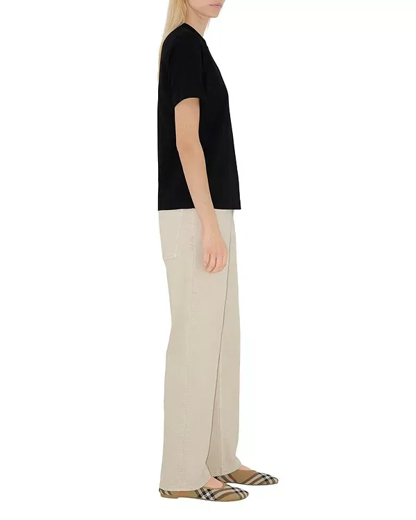 Женская футболка с принтом Check Label Cotton T-Shirt Burberry, черный — фото 3
