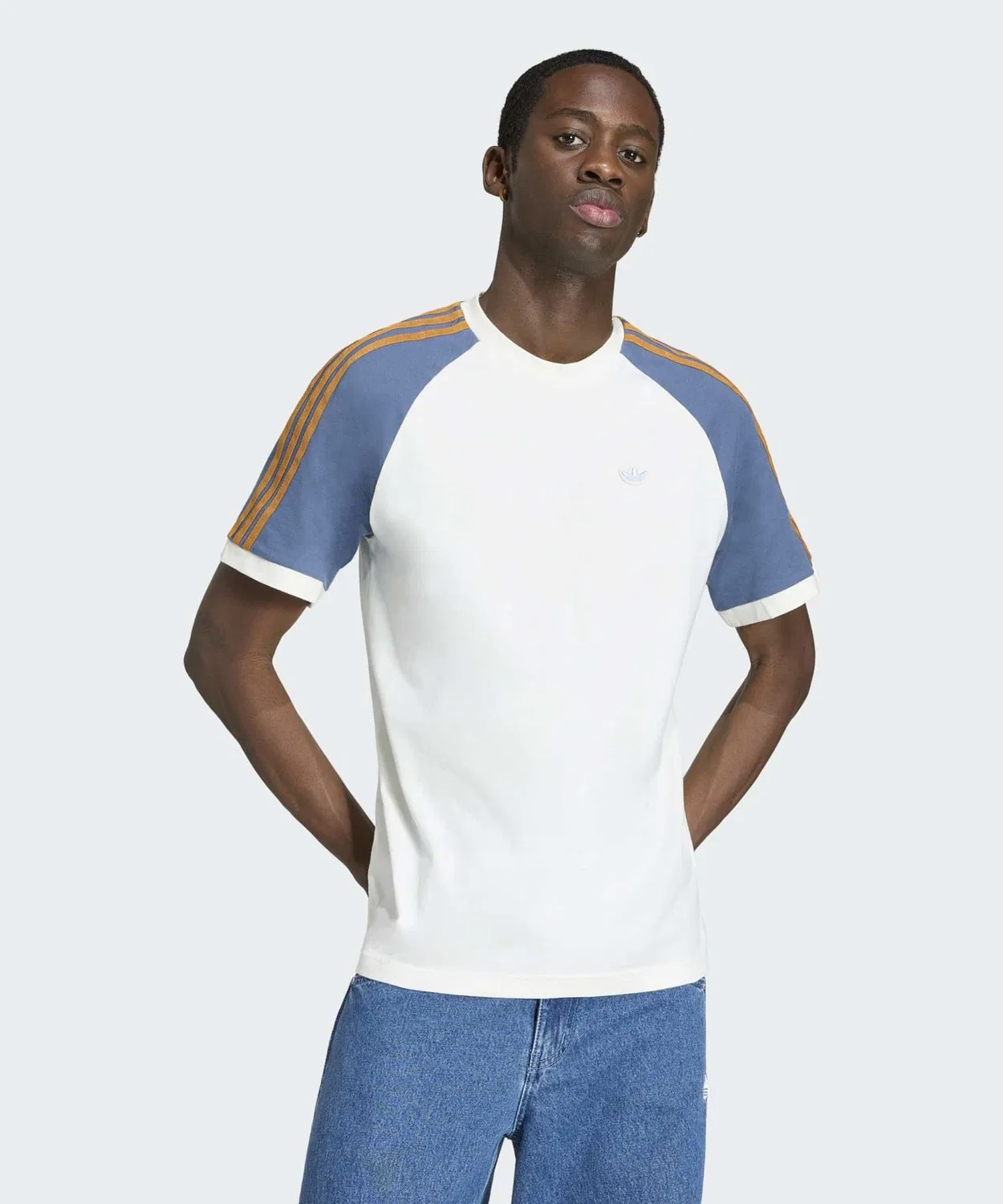 Мужская футболка с коротким рукавом, свободного кроя, из хлопка, модель Washed Kari Adidas, Blue