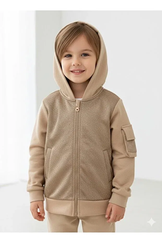 Детская куртка для девочек с блестками Nk Kids, Brown — фото 2