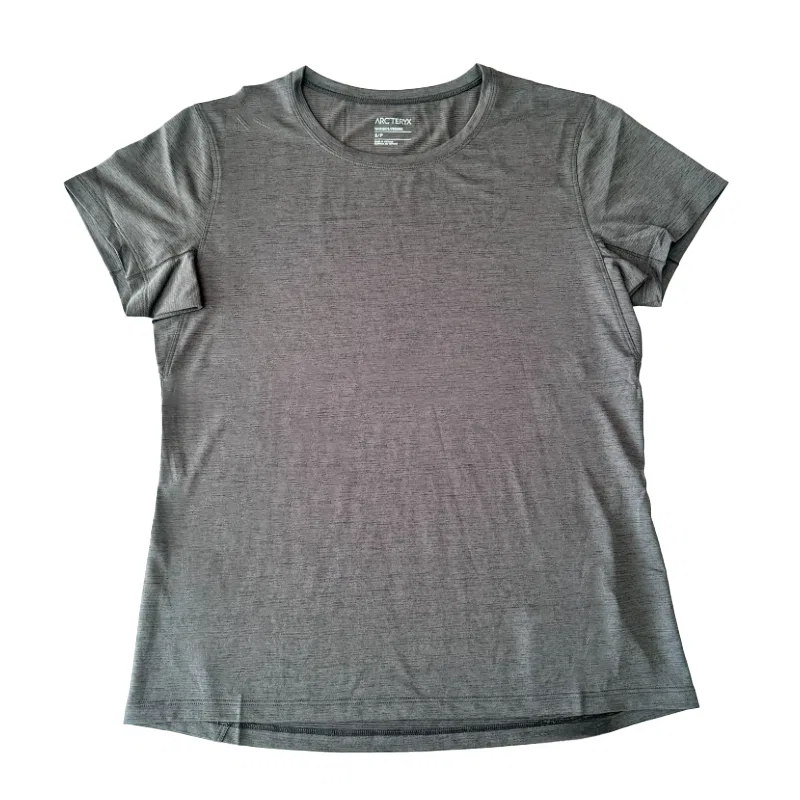 Женская футболка быстросохнущая с круглым вырезом Black Gray/BlackHeather Arcteryx, Черный Серый