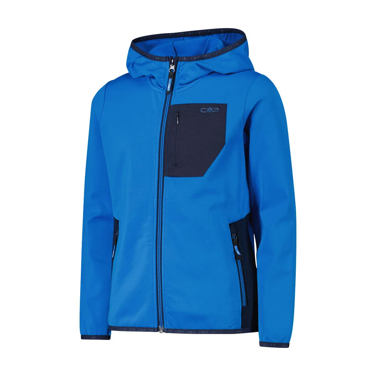Детская флисовая куртка для мальчиков с капюшоном Kid Jacket Fix Hood Cmp, Цвет Konigsblau / Schwarz / Mediterranes Blau — фото 2