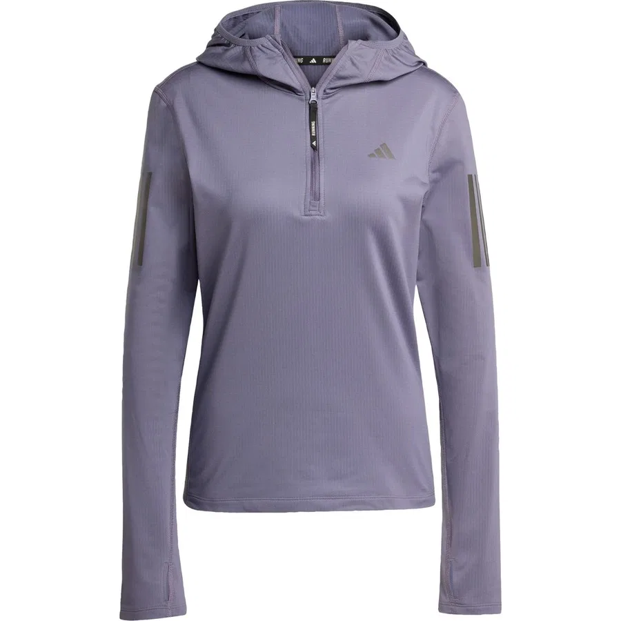 Женский свитшот с капюшоном и полузамком Own The Run Winterized adidas, Фиолетовый — фото 3