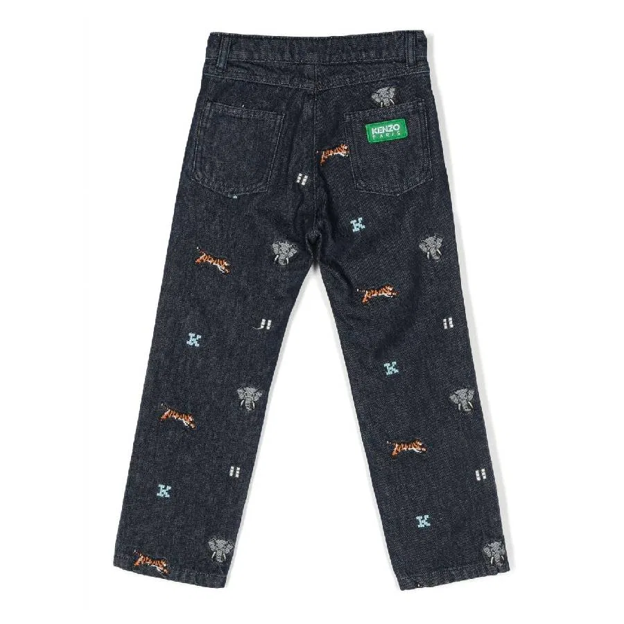 Джинсы с вышивкой и логотипом Kids Embroidered Logo-Patch Jeans Kenzo, Blue — фото 2
