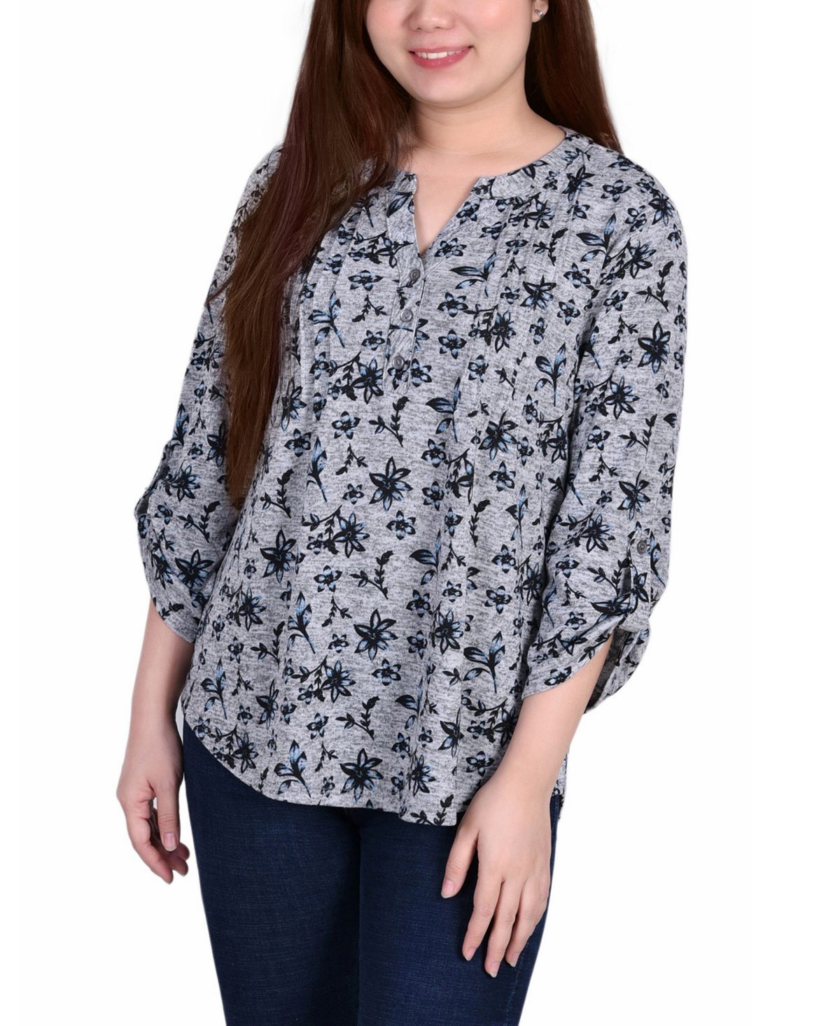 

Топ для миниатюрных размеров с рукавами 3/4 NY Collection, мульти