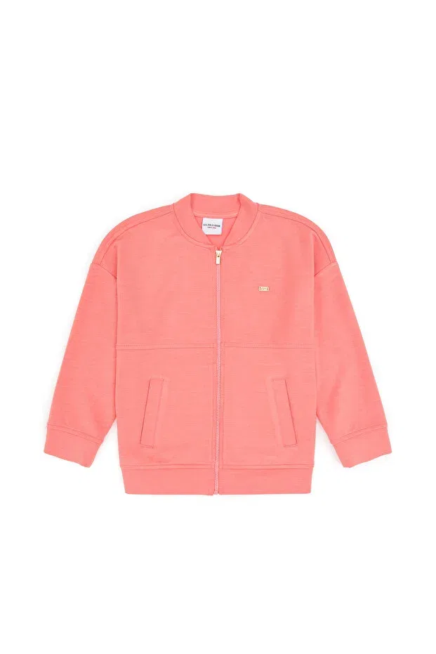 Детский кардиган для девочек с длинным рукавом Neon Pink Zippered Knitted U.S. Polo Assn., Multicolor — фото 4