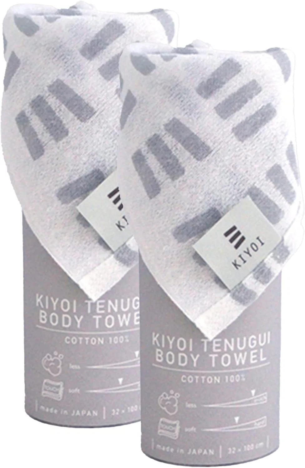 Мочалка для лица Tenugui из хлопка, набор 2 шт, 32x100 см, IPPINKA, Grey