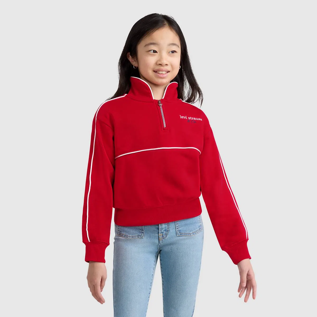Пуловер Meet and greet 7-16 лет в одежде с застежкой-молнией до середины груди Levi's, Mars Red - Red — фото 2