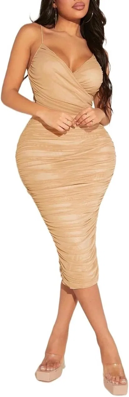 Женское миди-платье с драпировкой Slimming Fit, Apricot
