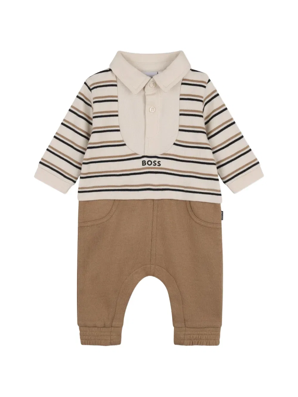 Комбинезон в полоску BOSS Kidswear, бежевый