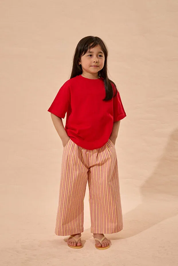 Детская футболка для девочек красная с принтом Oversize Basic T-Shirt Red Fahhar Kids, Red — фото 3