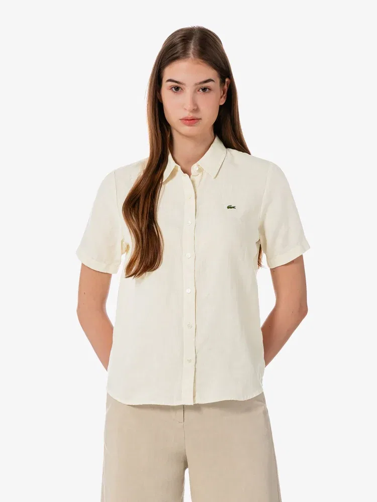 Рубашка LACOSTE New Regular, Льняная, Ivory — фото 4