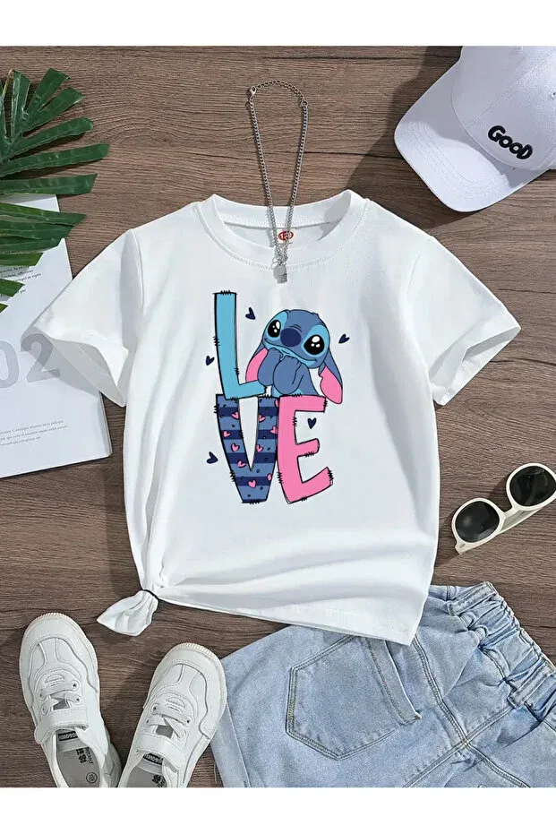 Детская футболка для девочек с принтом Love Printed Premium Eysaah, White