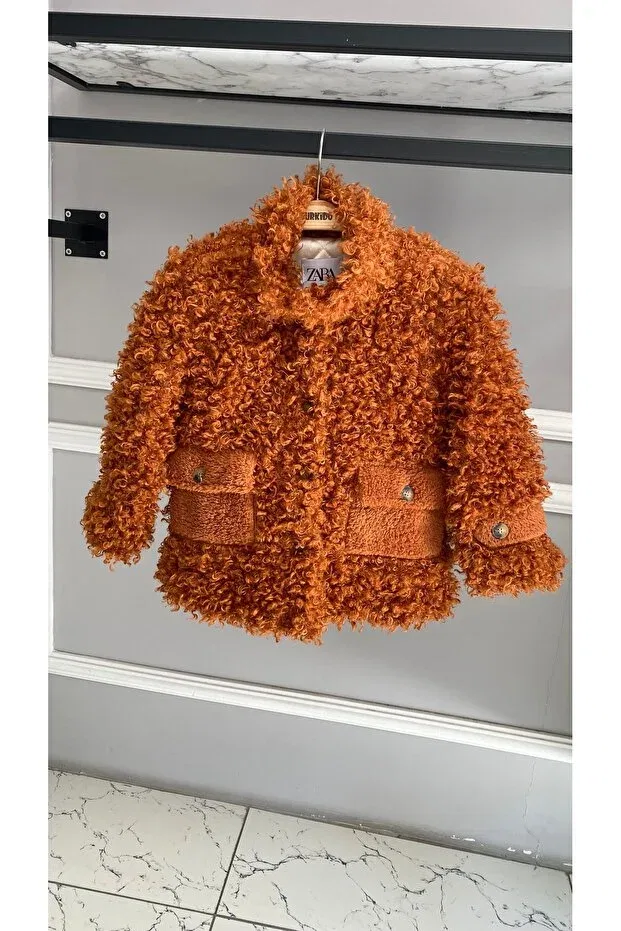 Детское пальто из плюша для девочек Girl - plush coat and curly waiter boy Hc Kids Wear, Hardal — фото 3