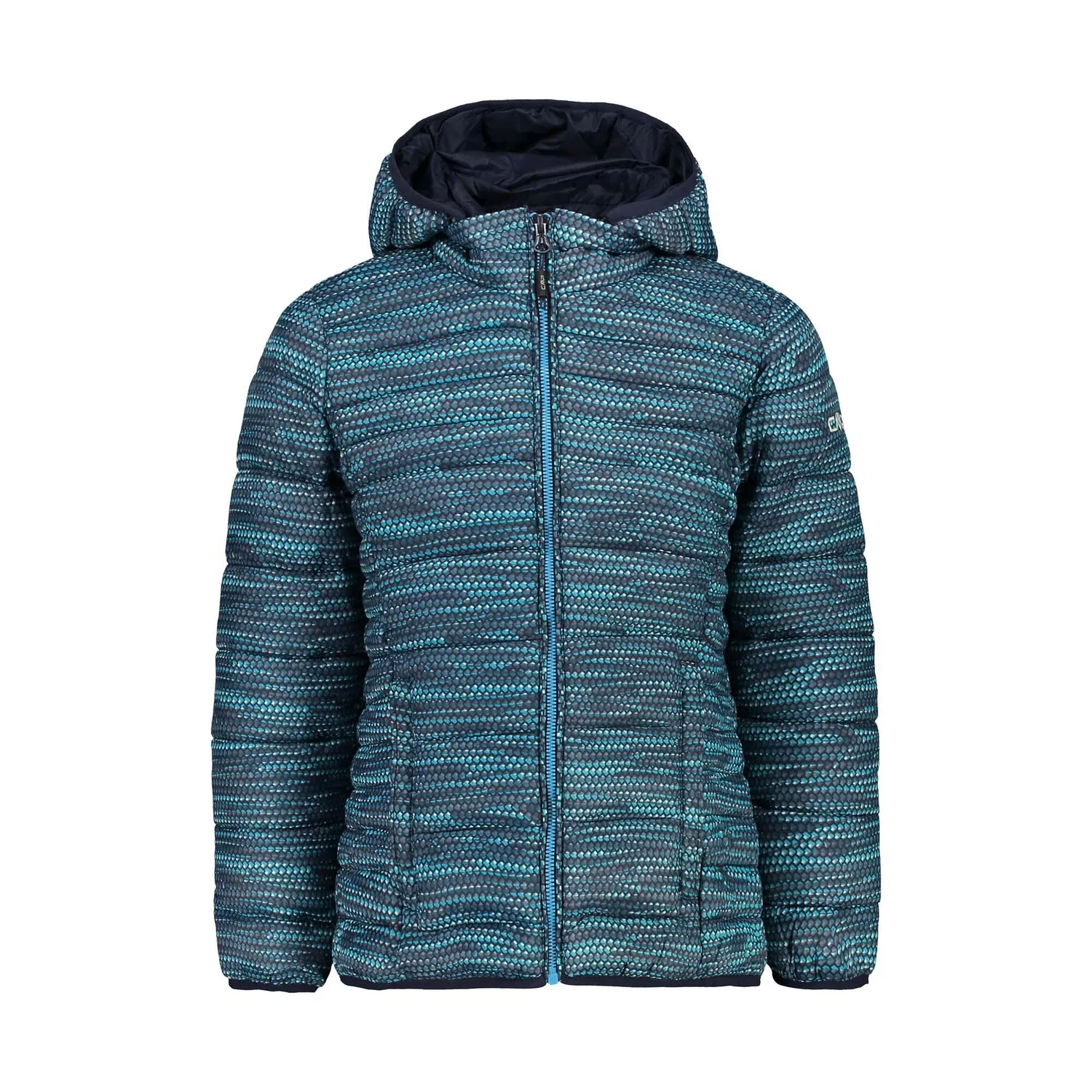 Детская утепленная куртка для девочек с капюшоном Girl Jacket Zip Hood Cmp, Цвет Dunkelblau / Turkis