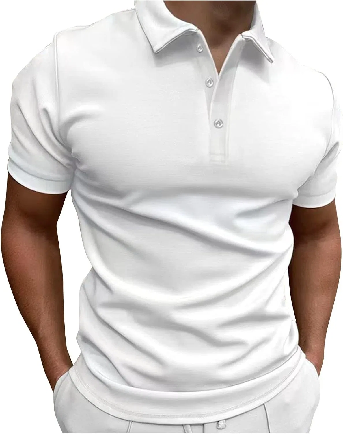 Мужская повседневная хлопковая футболка-поло Slim Fit, White