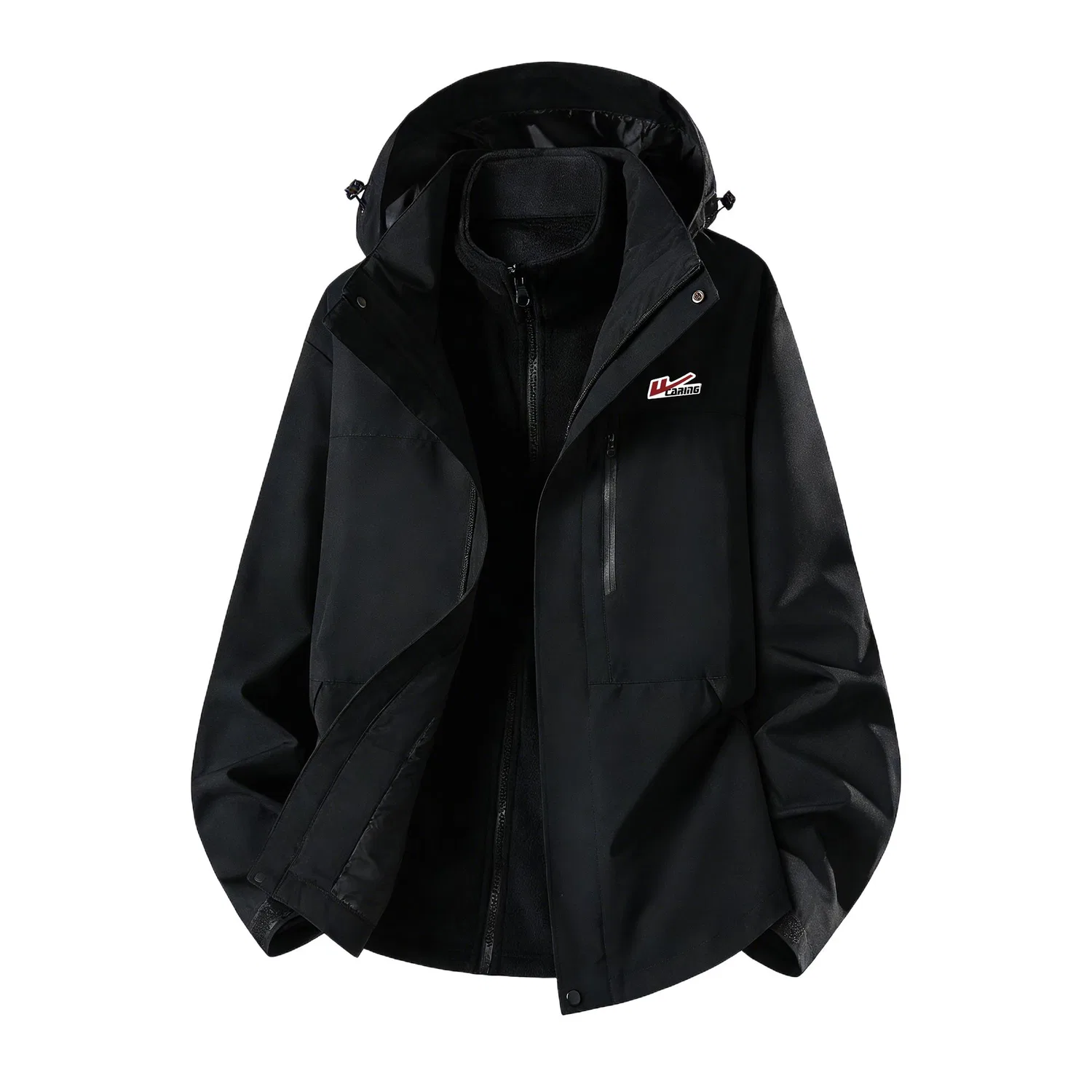 Детский ветрозащитный комплект с длинным рукавом Black 3-in-1 Two-Piece Set DIY Badge WARRIOR