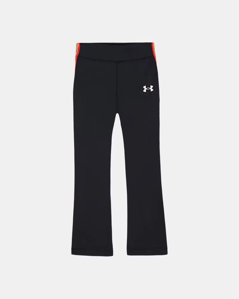 Брюки клеш с блестящими лампасами и широким поясом UA Taping Sides UnderArmour, Black/Apex Pink