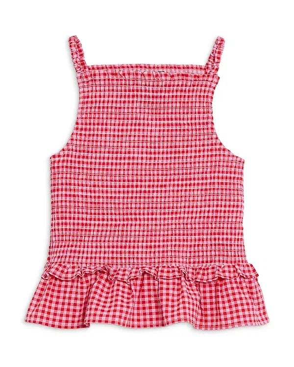 Детский топ для девочек с квадратным вырезом Little Kid Big Kid Exclusive Aqua, Red Gingam