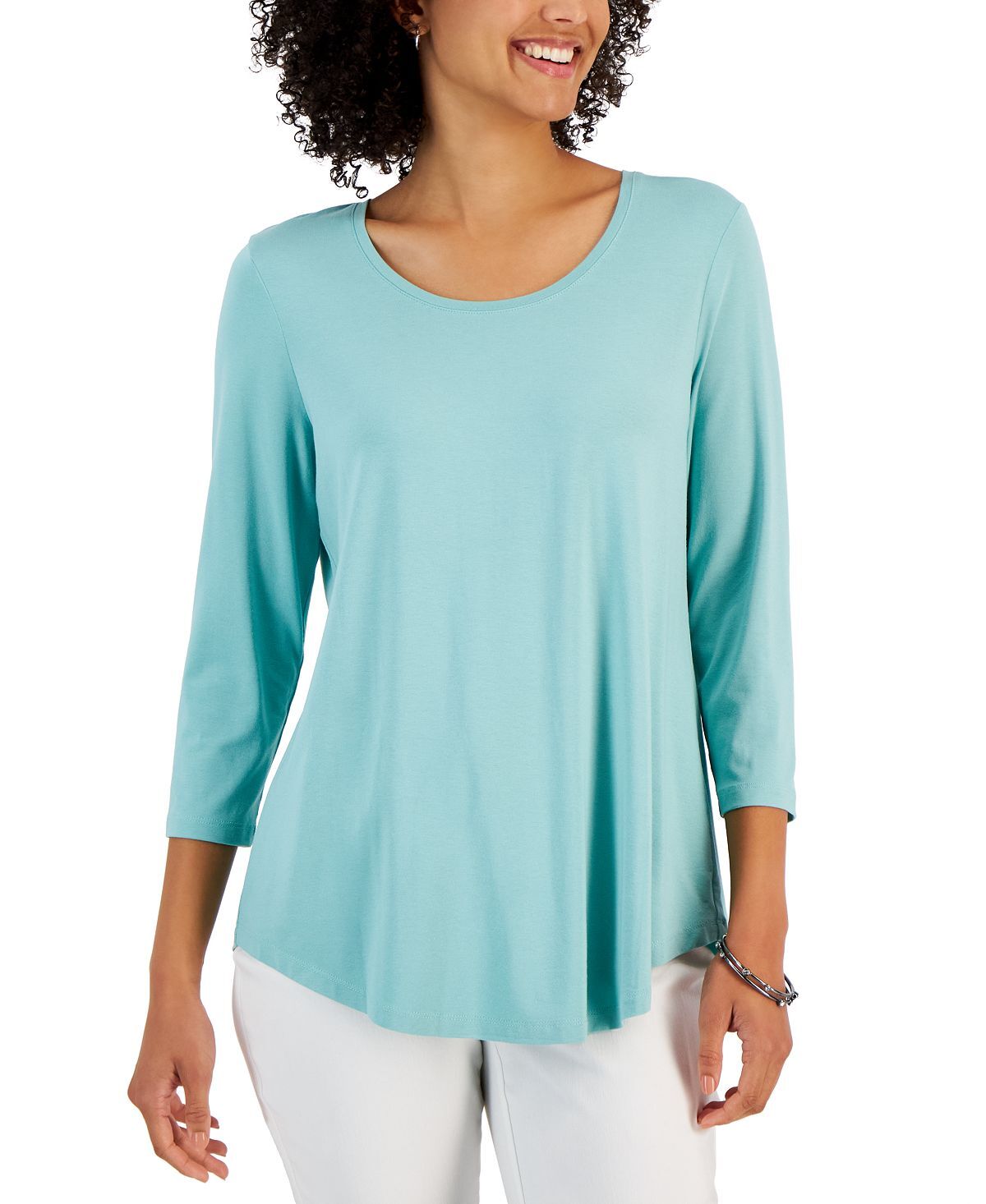

Однотонный топ-туника с рукавами 3/4, созданный для macy's JM Collection, мульти