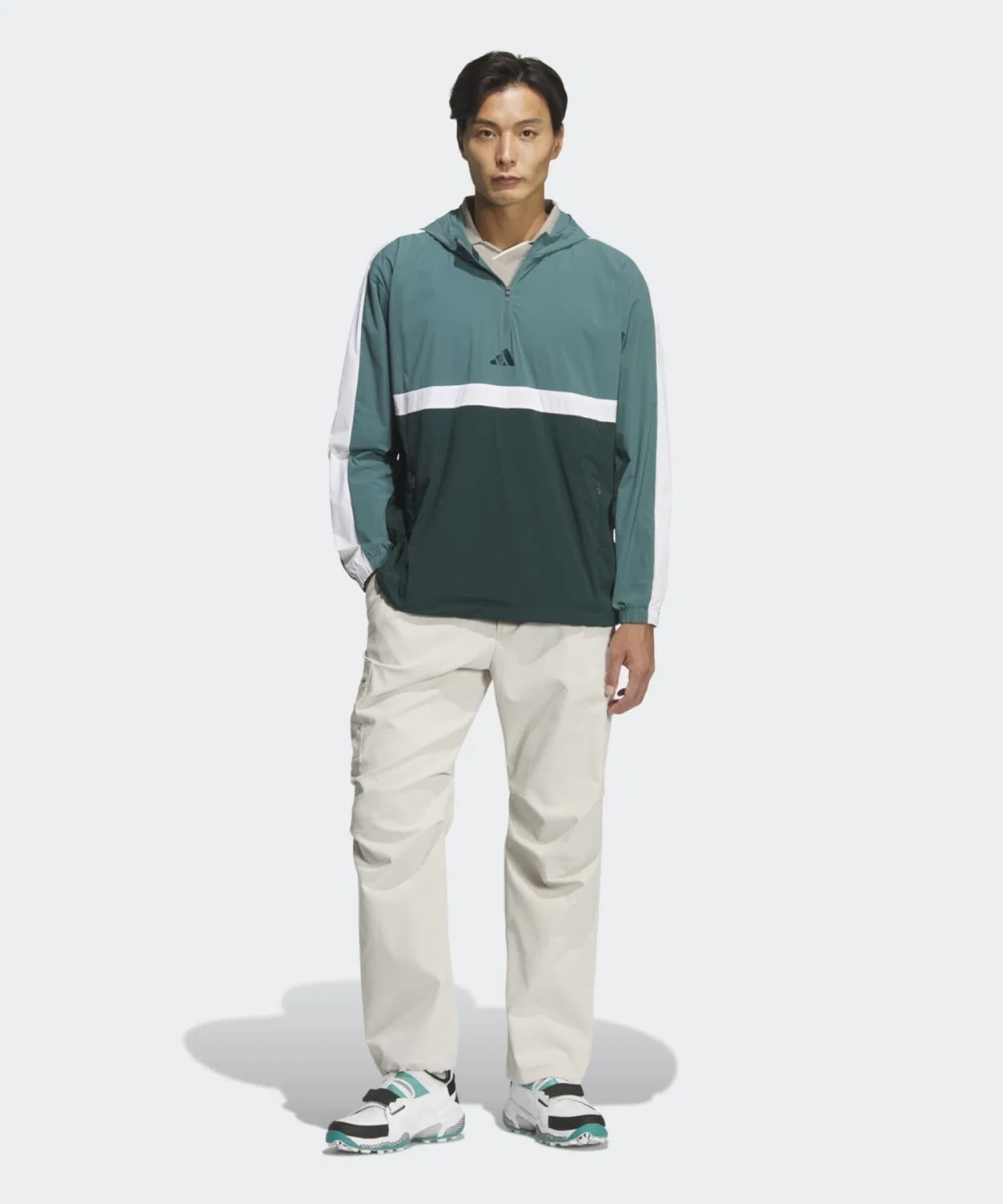 Мужская куртка-блузон с капюшоном, длинным рукавом, модель Quarter Zip, Adidas Golf, Blue — фото 4