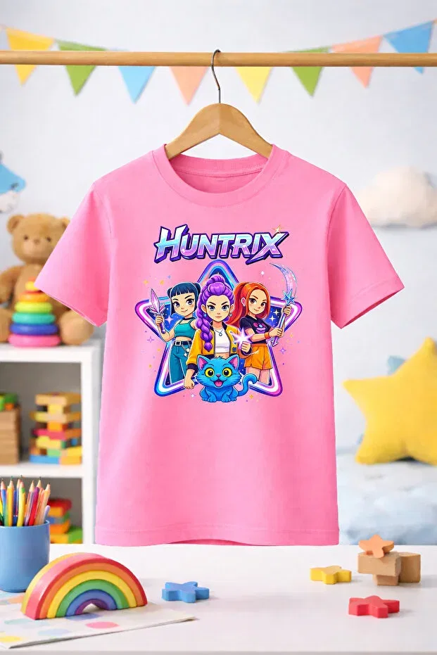 Детская футболка для мальчиков с принтом Huntrix Zeycem Store, Pink