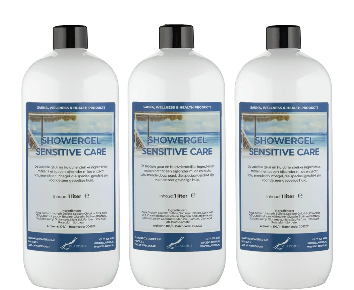 Гель для душа Sensitive Care, Claudius, 3 x 1 л