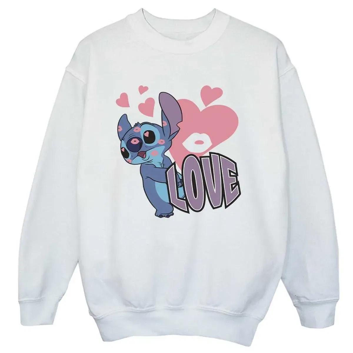 Детский свитшот с принтом Love Hearts Lilo & Stitch, White — фото 3
