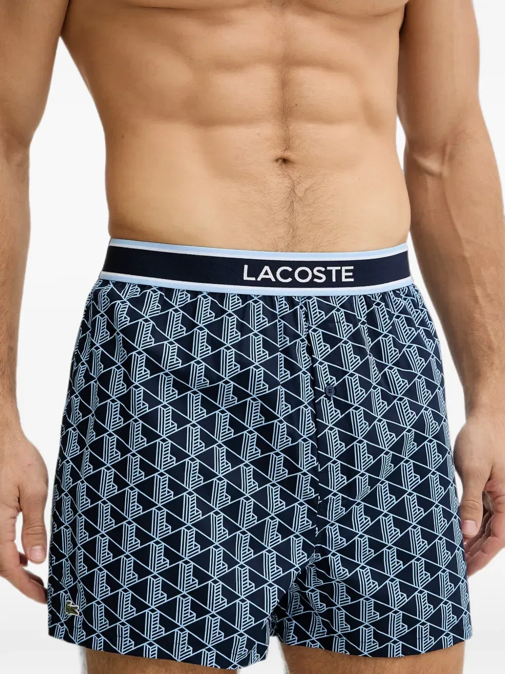 Трусы-боксеры с логотипом на поясе (набор из трех штук) Lacoste, синий — фото 3