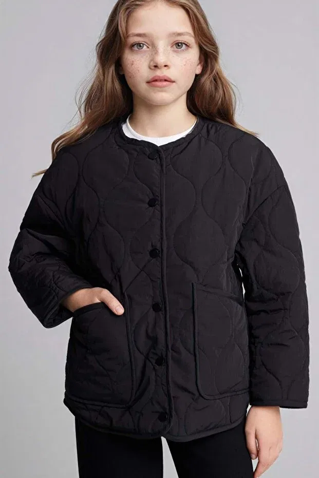 Детское пальто для девочек зимнее Defacto, Black-Bk27