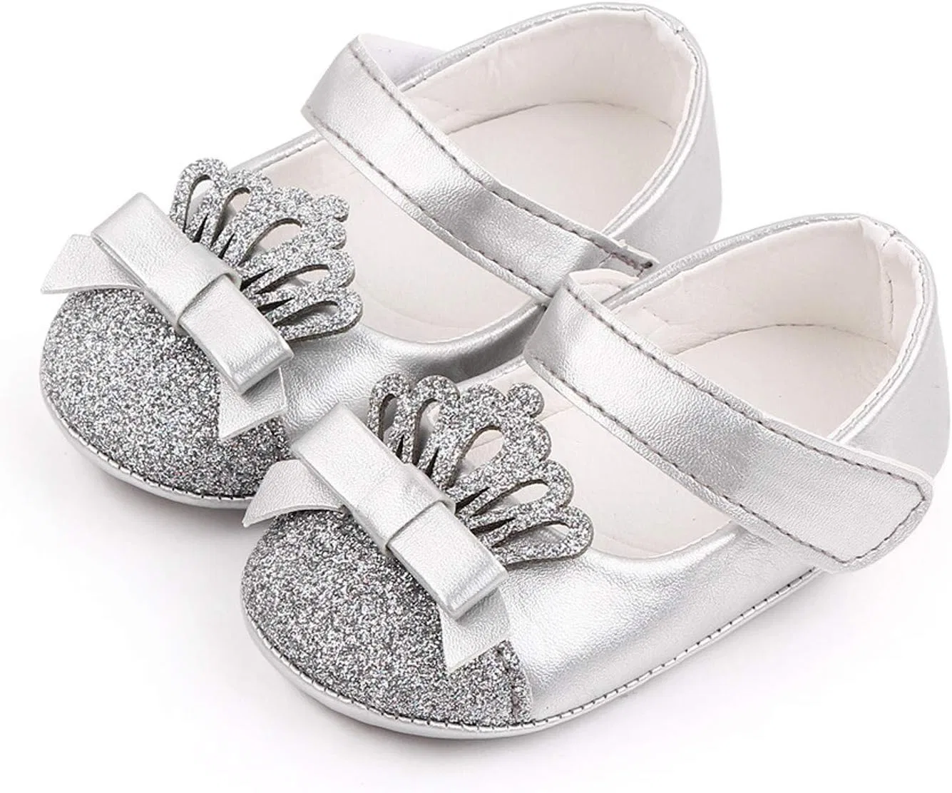 Детские туфли для девочек с принтом Crown Shoe, Silver — фото 3
