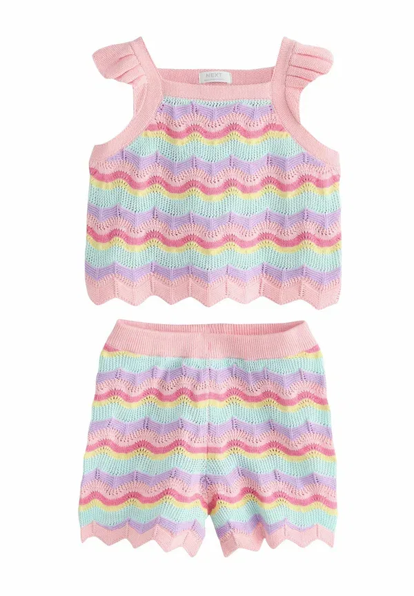 Комплект из топа и шорт, хлопок Regular fit set Next, Pink Stripe, розовый