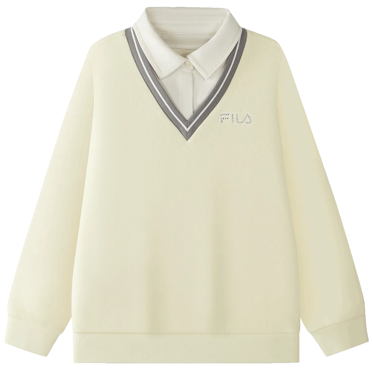 Детский свитшот с воротником поло Pear Blossom Yellow FILA KIDS, Pear Blossom Yellow