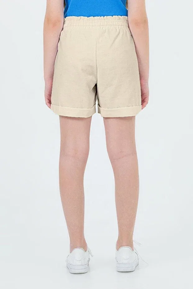 Детские шорты для девочек прямые из габардина Dmb Boys & Girls, Beige — фото 2