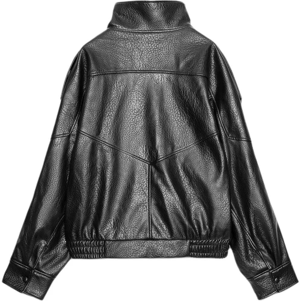 Женская куртка с воротником-стойкой Black ZARA, Черный — фото 3