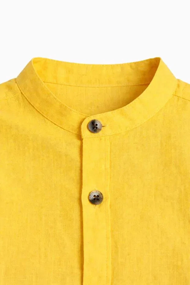 Детская рубашка для мальчиков хлопковая Calemore, Yellow — фото 3