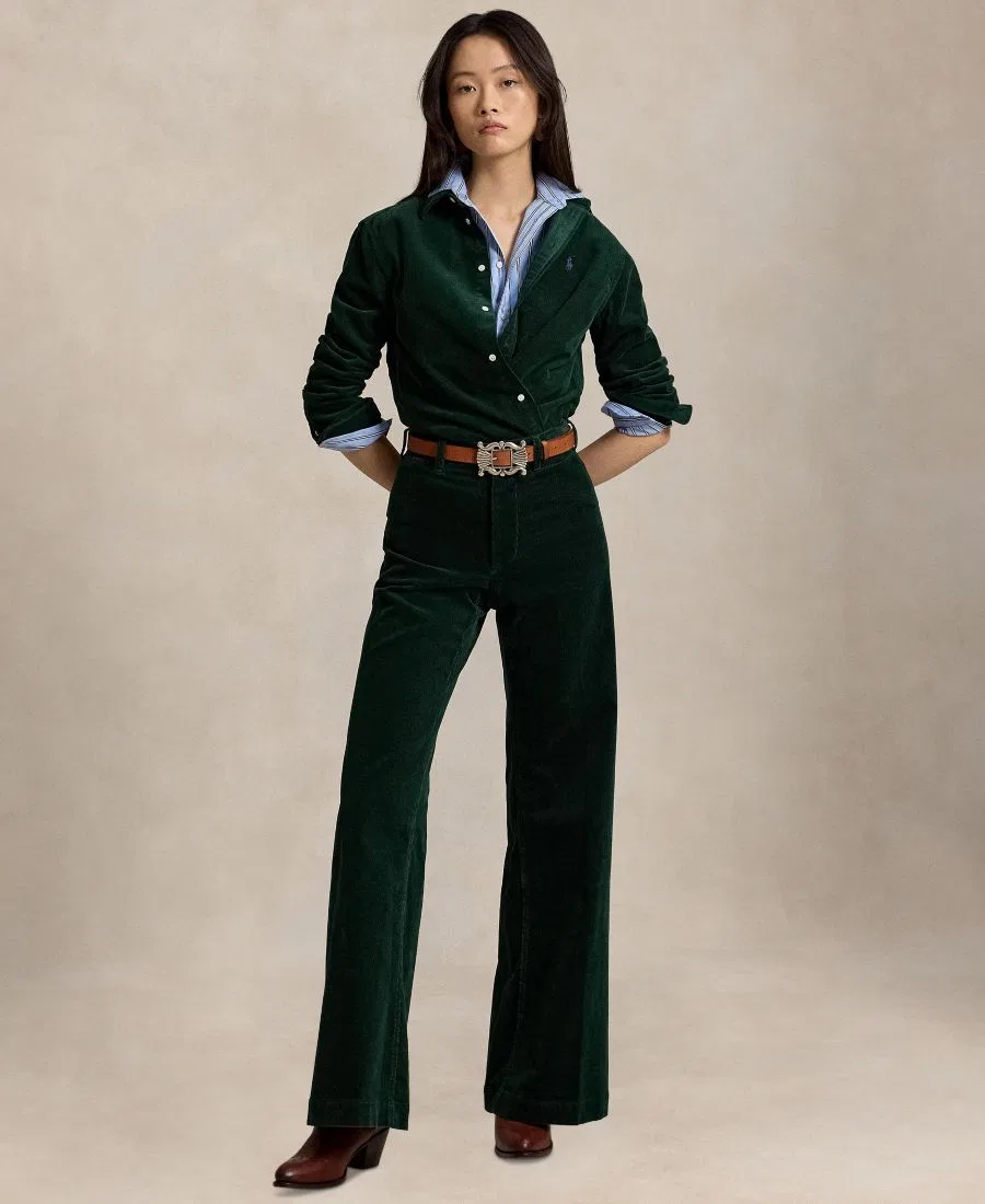 Классическая рубашка из хлопкового вельвета Polo Ralph Lauren, Dark Green — фото 2