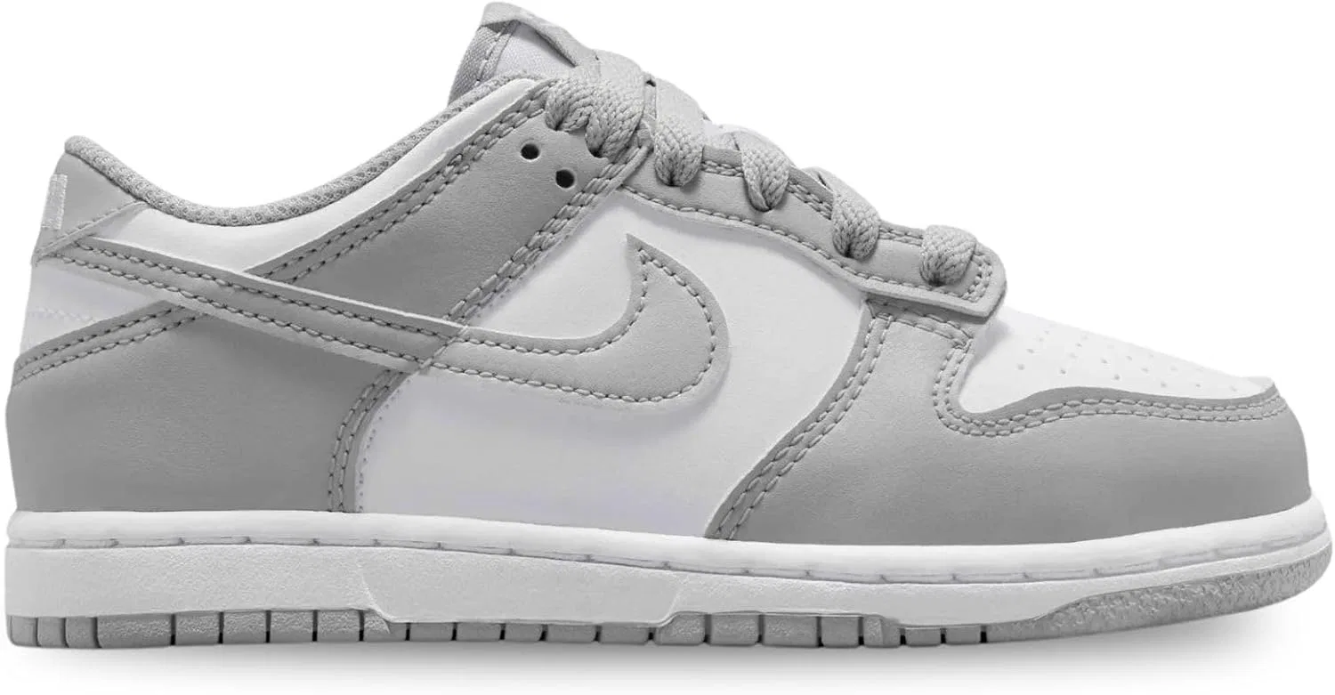 Детские кроссовки для девочек Nike Dunk Low Little Kids' Shoes, White/White/Light Smoke Grey