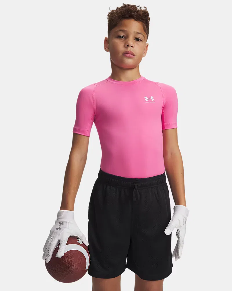 Футболка с коротким рукавом быстросохнущая HeatGear Armour UnderArmour, Pink Frenzy/White