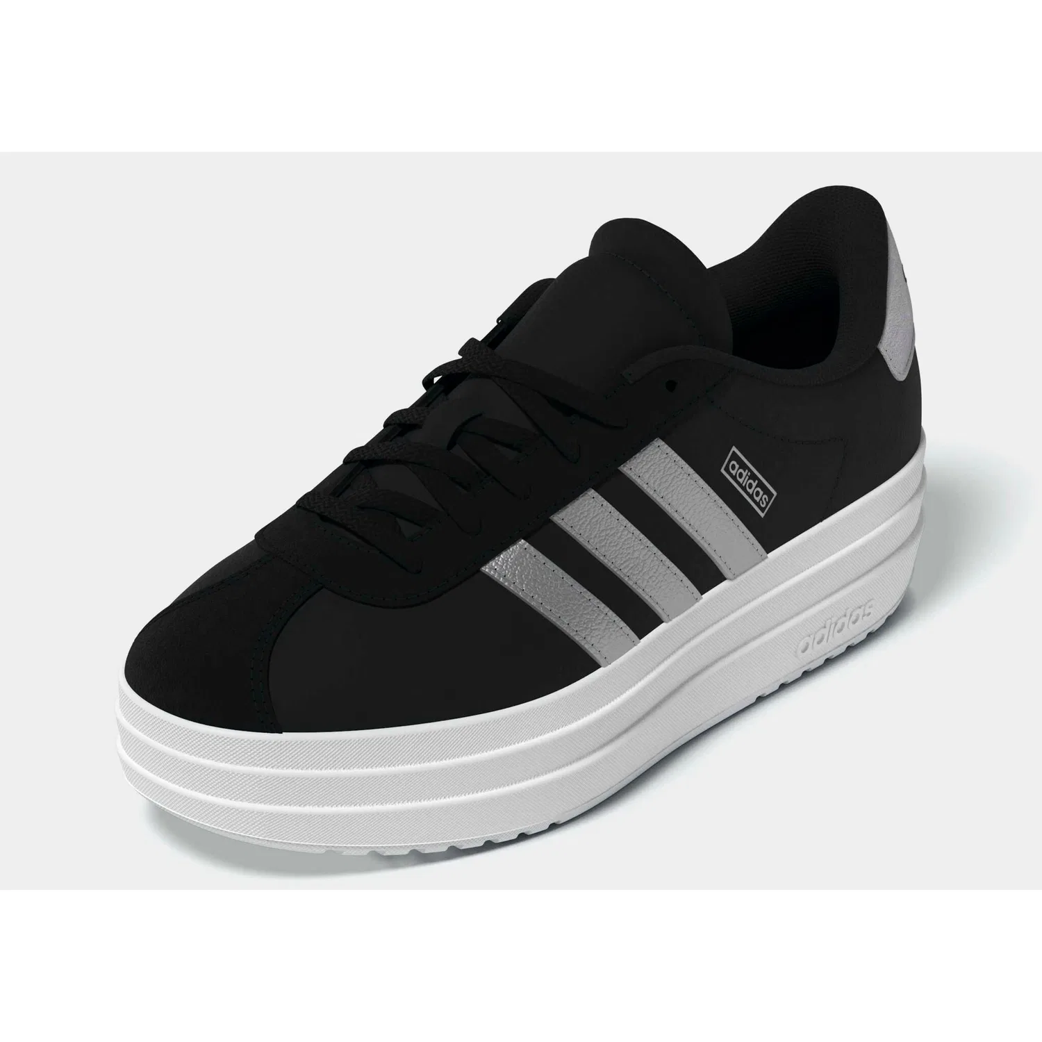 Детские кроссовки на платформе Adidas VL Court Bold, Core Black/Silver Metallic/Ftwr White