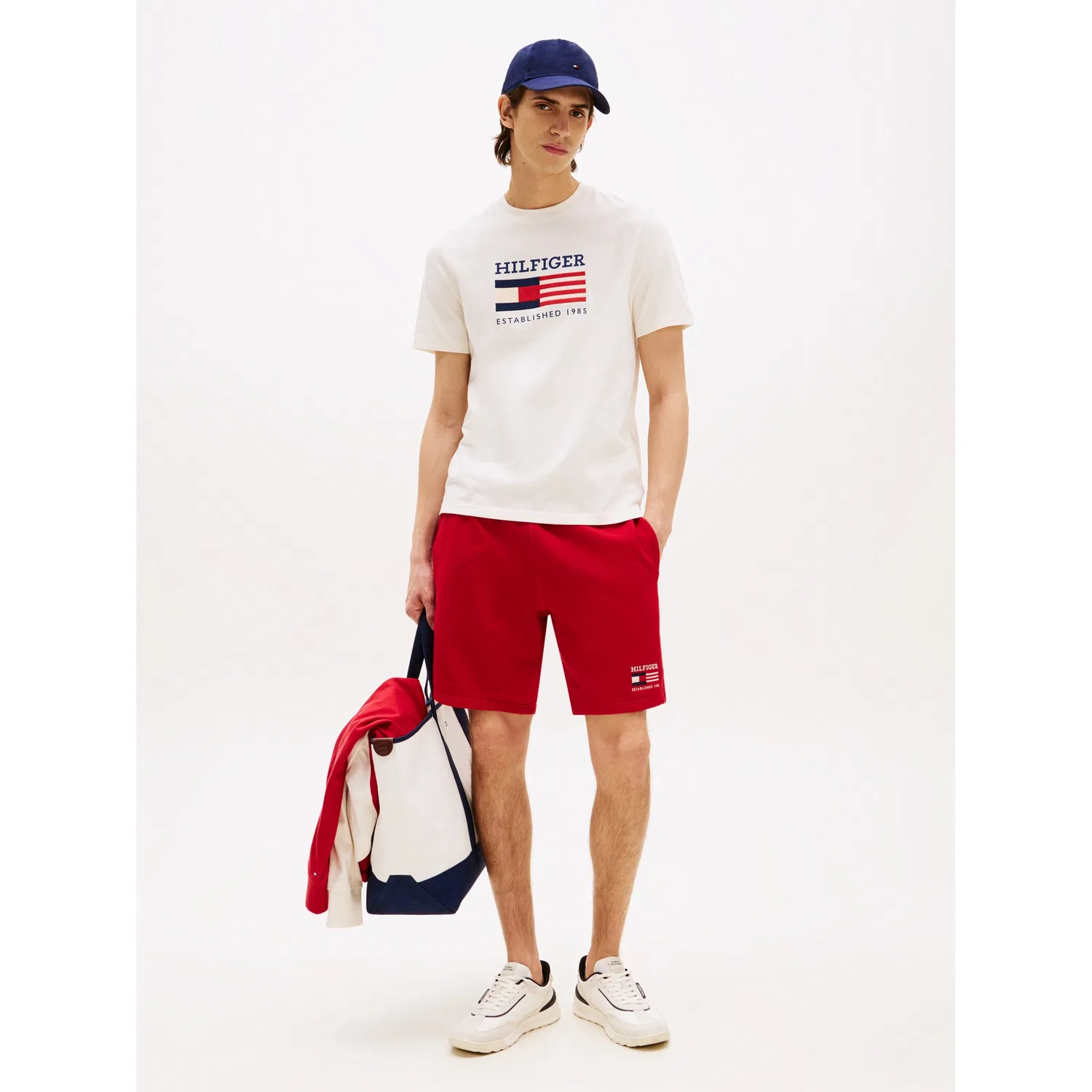 Мужская хлопковая футболка с вышивкой Tommy Hilfiger, Ivory Petal — фото 2