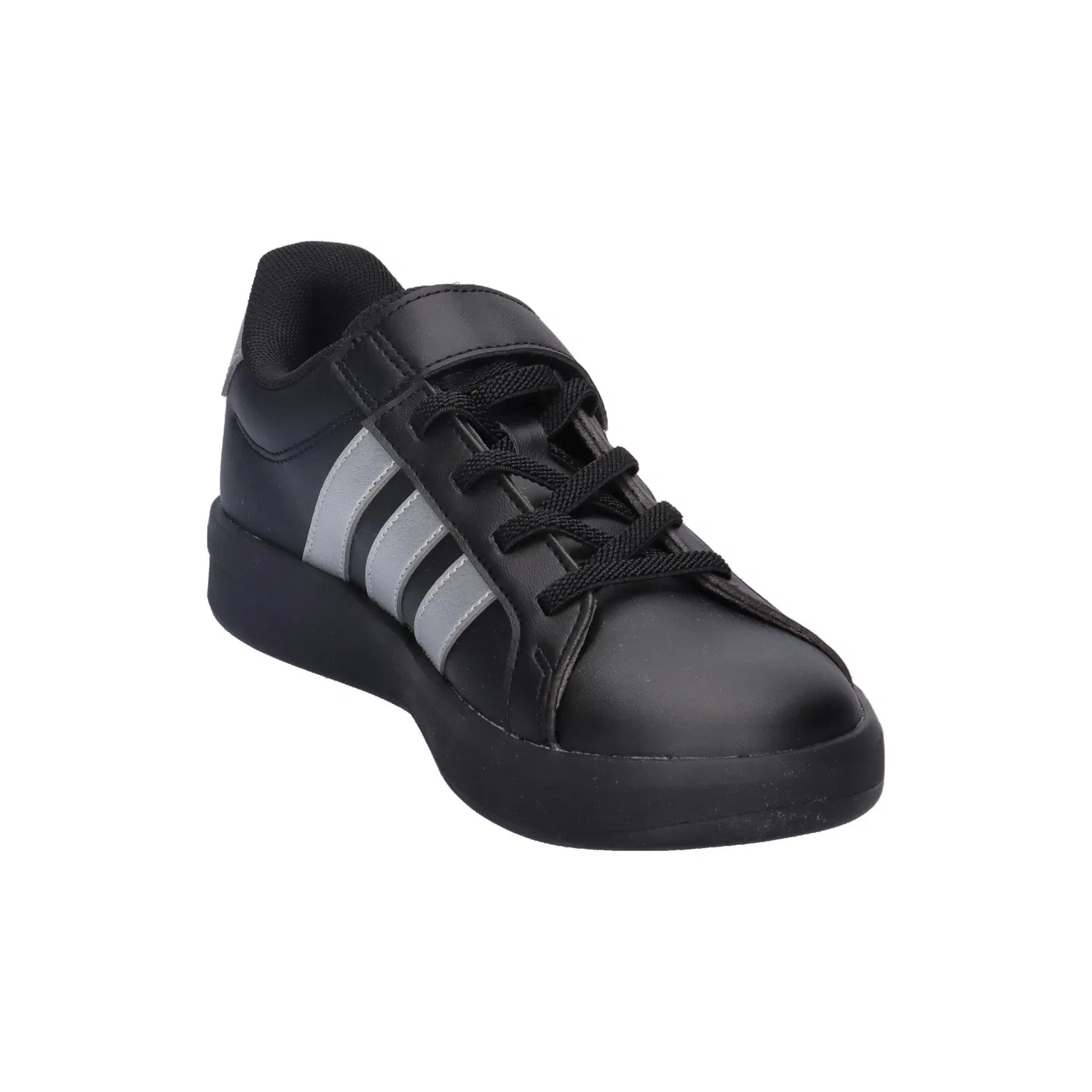 Детские кроссовки с липучкой Grand Court 3.0 EL C Adidas, Schwarz Silber Weiss — фото 2