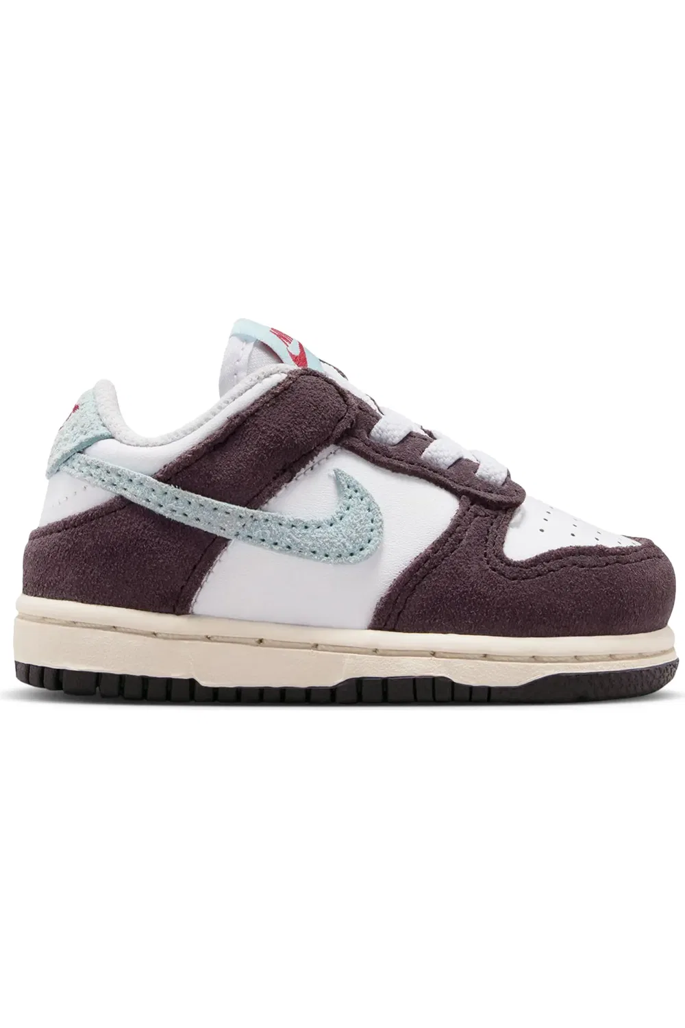Кроссовки детские баскетбольные Dunk Low Nike, White/Burgundy/Glacier Blue — фото 2
