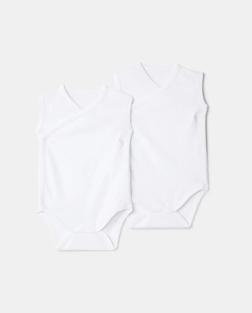 

Комплект из 2 детских боди без рукавов со скрещенными ушками Cotton Juice, белый