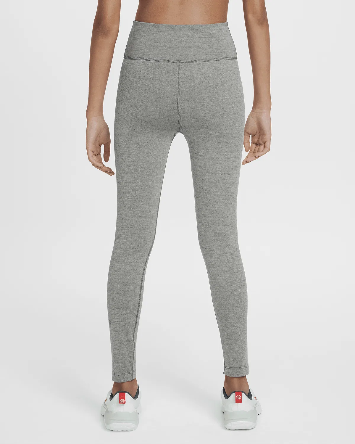 Большие детские (девочки) лосины Nike One Dri-FIT с высокой талией, Smoke Grey/Light Smoke Grey/Heather/White — фото 2