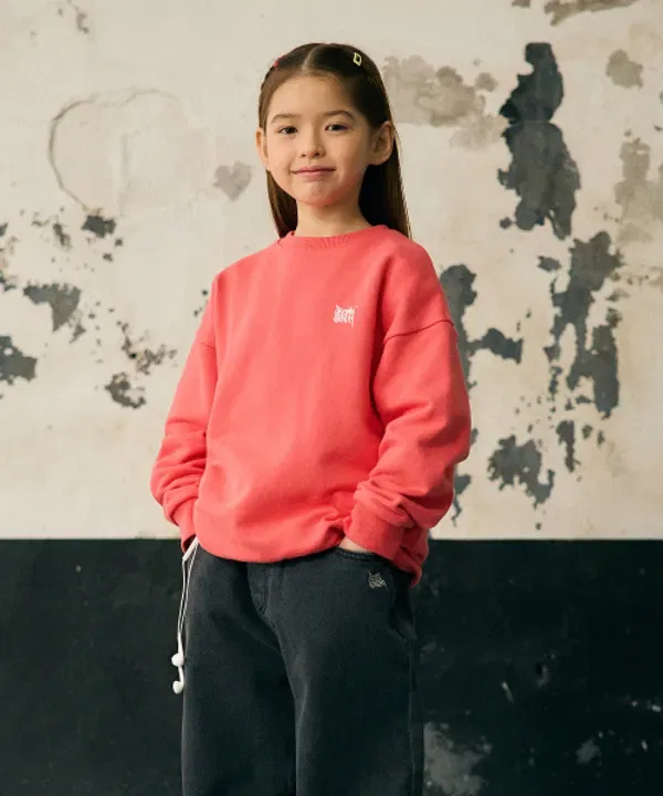Свитшот детский с принтом, Kids tag crewneck Brownbreath Kids, красно-оранжевый