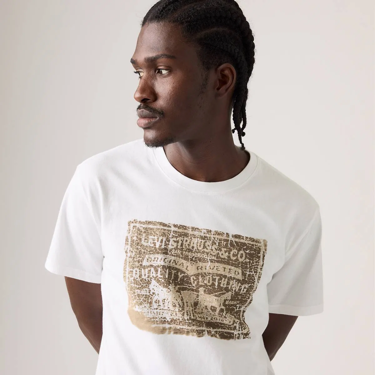 Свободная футболка с графическим принтом Levi's, Two Horse Pull White Plus - White — фото 2